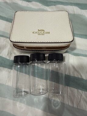 COACH Chalk White Leather Travel Pill Case with Zipper